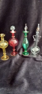 Vintage Perfume bottles Venetian thin  delicate glass w/ stoppers Lot Of 4  - Picture 1 of 7