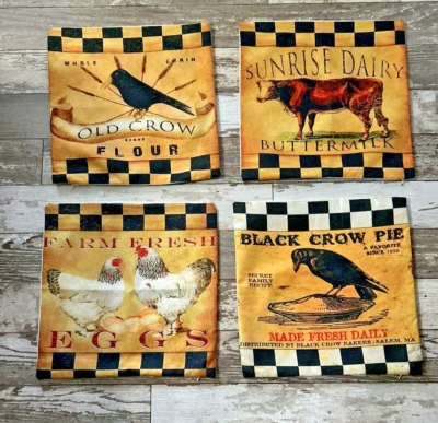 Fundas de almohada vintage de búfalo negro a cuadros granja fresca Foto 1 de 3