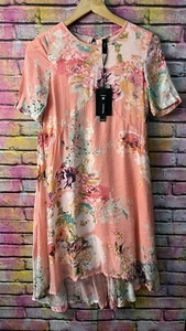 YAS Ladies Floral Pint Blush Pink Summer Midi Lined dress UK size XS 6 - Picture 1 of 18