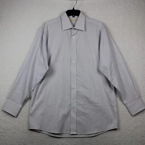 Michael Michael Kors Mens Button Dress Shirt Size 15 1/2 32-33 Striped Purple - Picture 1 of 12