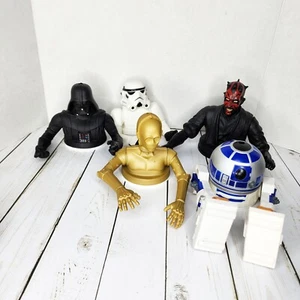 5 Stück: 1997 Star Wars Drink Cup Toppers: C3PO, R2D2, Stormtrooper, Darth - Bild 1 von 8