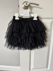 NW Zara Girls Black Ruffle Layered Tutu Skirt Size 7 - Picture 1 of 1