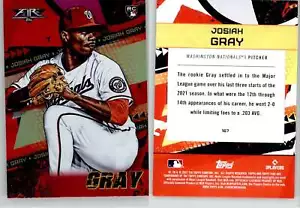 Josiah Gray 2022 Topps Fire Flame Red #167 Nationals RC Rookie - Picture 1 of 1