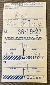 Pan-American Airlines Pan Am Airlines Baggage Claim Luggage Claim Stub - Picture 1 of 2
