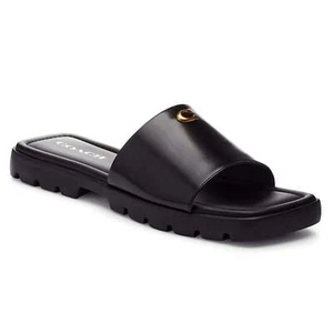 Coach Womens Florence Coated Canvas Sandal Black (Choose Size) NEW IN BOX - Picture 1 of 7