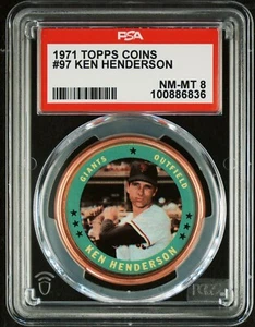 1971 Topps Baseball Coin 97 KEN HENDERSON San Francisco Giants PSA 8 NM-MT - Picture 1 of 2