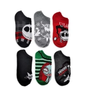 Nightmare Before Christmas Noshow Socks Size 4-10 6 Pair Disney Jack Skellington - Picture 1 of 20