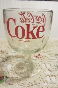 VINTAGE 16 OZ COCA COLA COKE THUMB PRINT PEDESTAL STEM GOBLET GLASS ~NICE~ - Picture 1 of 2