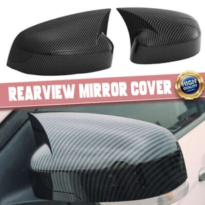 Pair Fit For Ford Focus MK3 2012-2018 Carbon Look OX Horn Mirror Cover Guard Cap - Picture 1 of 10