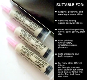 Diamond Paste Polishing Kit of 3x5 g, 25% Concentration 8000, 14000, 50000 Grit - Picture 1 of 13