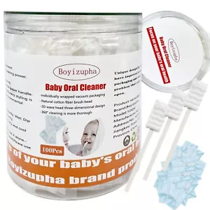 100 Pcs Baby Disposable Gauze Toothbrushbaby Tongue Cleaner Newborninfant Mouth - Picture 1 of 6