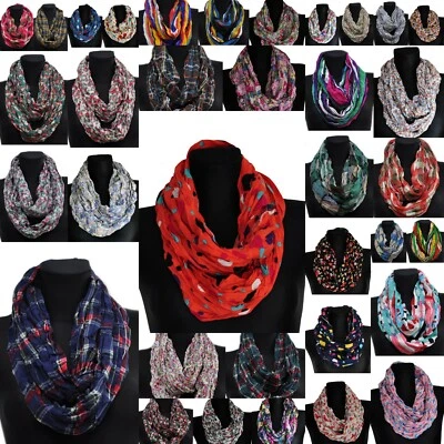 Loop Schal Baumwolle Rundschal Halstuch Tuch Schlauchschal Damen Blumen Punkte