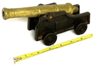 VINTAGE GUSS MESSING & EISEN REPLIKA KANONE MODELL, 8"! MARINE? VORDERLAST, GESCHENK, PROP, ROLLE - Bild 1 von 8