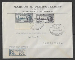Chipre 1946 Victoria registrada FDC - Imagen 1 de 2