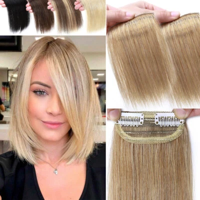 US Real Remy Fluffy Clip In Human Hair Topper Bald Pad Patches Hairpiece Caramel - Image 1 of 4