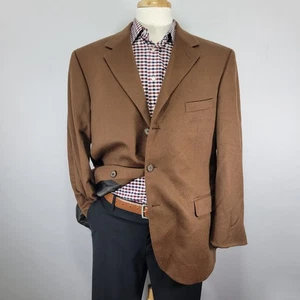 Andrew Fezza Men's Sport Coat Blazer Two Button Brown Camel Hair Size 44R - Picture 1 of 19
