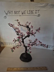 Bonsai di ciliegio in vetro di giada cinese vintage anni 60 alto 15"  - Foto 1 di 18