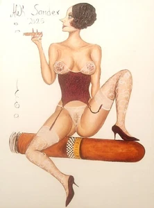 Manufaktur Alek Sander Öl naive Madame Cohiba Goldene 20er Jahre Babylon Berlin - Bild 1 von 1