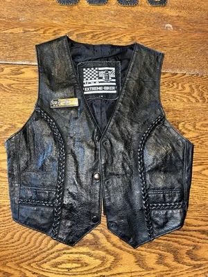 Extreme Biker Women's Black Leather Motorcycle Biker Vest - Size MEDIUM - Image 1 of 4