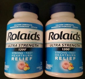 Lot Of 2 Rolaids Ultra Strength Antacid, 72 Chewable Tabs, Fruit, Ultra 08/2026 - Picture 1 of 2