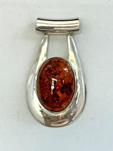 Colgante De Colección DDD México Plata de Ley 925 Ovalado Cabujón Ámbar Slide - Imagen 1 de 5