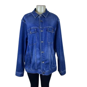 Tommy Bahama Denim Jacket Women’s Blue Button Front Long Sleeve Casual Sz XL - Picture 1 of 11