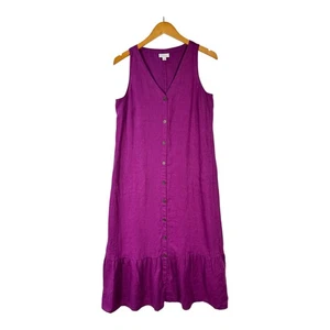 J.Jill Dress Women's Small Purple Sleeveless Linen Festival Prairie Mumu Pockets - Picture 1 of 10