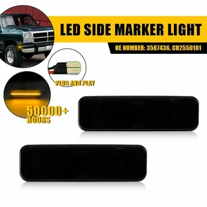 Smoked Front LED Side Marker Light For Dodge D150 D250 D350 W150 W250 Ramcharger - Picture 1 of 15