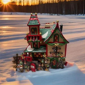 DEPT 56 CHRISTMAS SNOW VILLAGE BUILDING NORTH POLE GLASS ORNAMENT WORKS - Picture 1 of 16