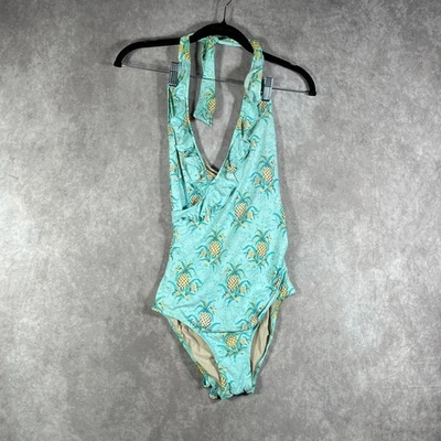 Anthropologie Mermaid One Piece Swimsuit Womens Medium Green Pineapple Print  - Image 1 of 4