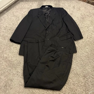 Botany 500 Suit And Pants Mens Jacket 50R Pants 44x28 Black Hopsack Chambray? - Image 1 of 4