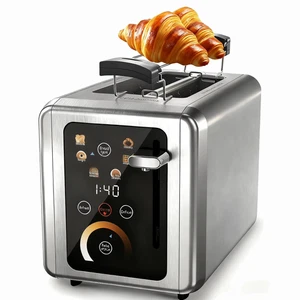 Touchscreen 2 Scheiben Toaster Edelstahl Breite Schlitze Bagel Auftauen 850W - Bild 1 von 11