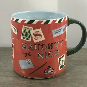 NEW ANTHROPOLOGIE COFFEE MUG MERRY CHRISTMAS SANTA GEORGE & VIV NAUGHTY - Picture 1 of 5