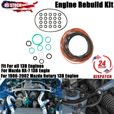Kit de junta tórica reutilizable reconstruida para Mazda Rotary RX-7 13B motor goma 1986-2002 Foto 1 de 4