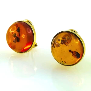 ORECCHINI AMBRA CABOCHON E ORO 750 - Originali Gioielli Made in Italy Nuovi! - Foto 1 di 5