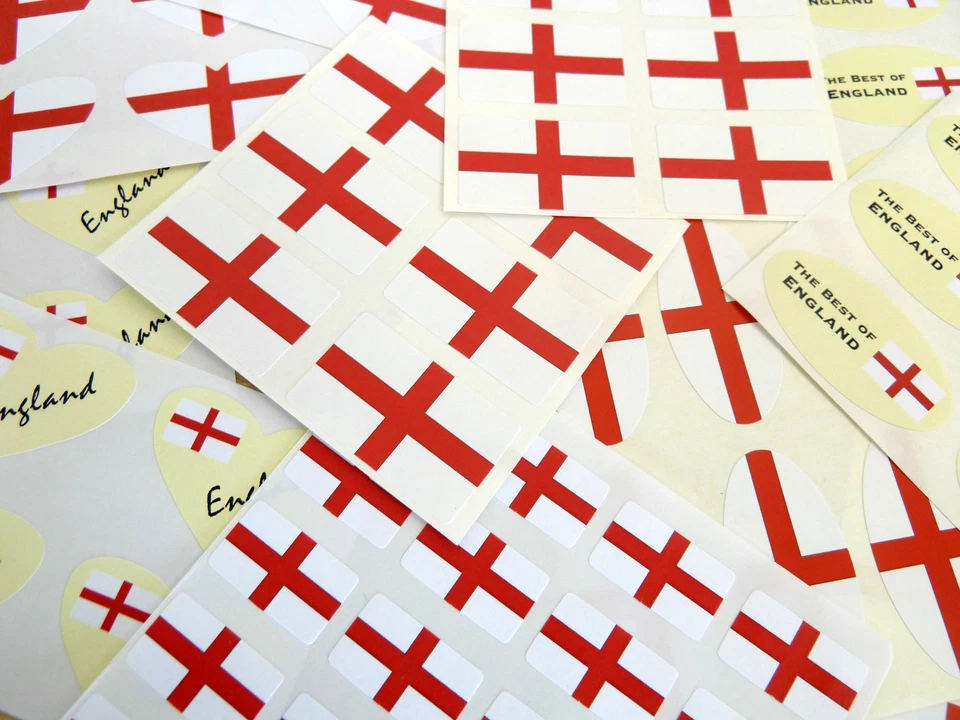 Englisch st Georges Kreuz Flagge Sticker England Etiketten - Verschiedene Formen - Bild 1 von 1