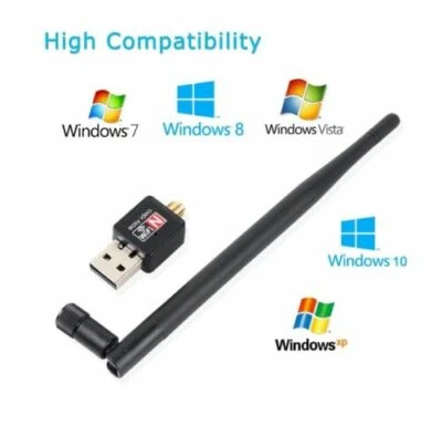 Mini 150Mbps USB WiFi Wireless Adapter Dongle LAN Card 802.11n/g/b w/Antenna - Image 1 of 4