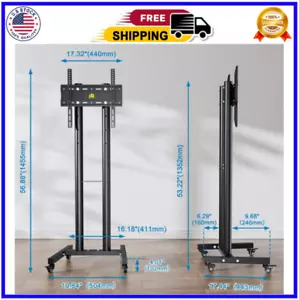 Mobile TV Cart - Rolling TV Stand with Locking Wheels Height Adjustable for 23- - Picture 1 of 9