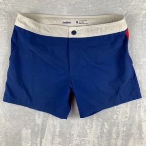 Chubbies Shorts Mens Large Blue Red Swim Trunks Mesh Lined Zip Button Drawstring - Picture 1 of 14