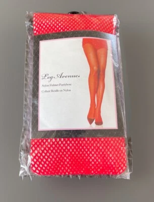 LEG AVENUE NYLON FISHNET PANTYHOSE RED STYLE 9001 - Image 1 of 2