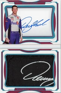1/1 2022 National Treasures Denny Hamlin Nameplate Logo Patch Auto Autograph - Picture 1 of 2