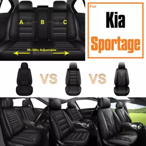 Car 2&5 Seat Covers Protector Pad Fuax Leather For Kia Sportage 2009-2025 Black - Picture 1 of 24