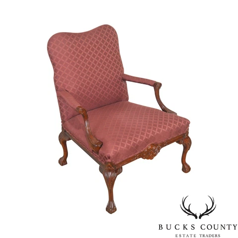 George III Chippendale Style Ball & Claw Foot Library Arm Chair by Century Cover