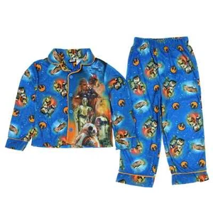Star Wars Boys Blue Flannel Pajamas The Force Awakens Sleepwear Set 4-5 - Picture 1 of 1