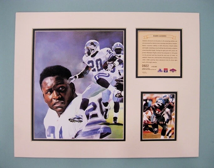 Fútbol americano NFL Detroit Lions Barry Sanders 1997 11x14 mate estampado Kelly Russell Foto 1 de 1