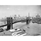 Brooklyn Bridge New York City Skyline 1910 Photo Wall Art Canvas Print 18X24 In