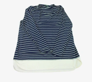 Lauren Ralph Lauren LANGÄRMLIGES OBERTEIL TUNIKA marineblau weiß gestreift Größe 2X - Bild 1 von 12