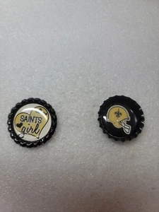 Lot of 2 New Orleans Saints Bottle Cap Magnet Bottle Opener Helmet Saints Girl - Picture 1 of 7