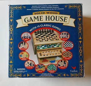 Vintage Cardinal 4163 Game House 10 in 1 Solid Wood Board Games 1999 Checkers - Picture 1 of 9