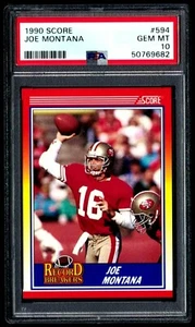 1990 SCORE RECORD BREAKER #594 JOE MONTANA HOF 49ERS PSA 10 GEM MINT #50769682 - Picture 1 of 2